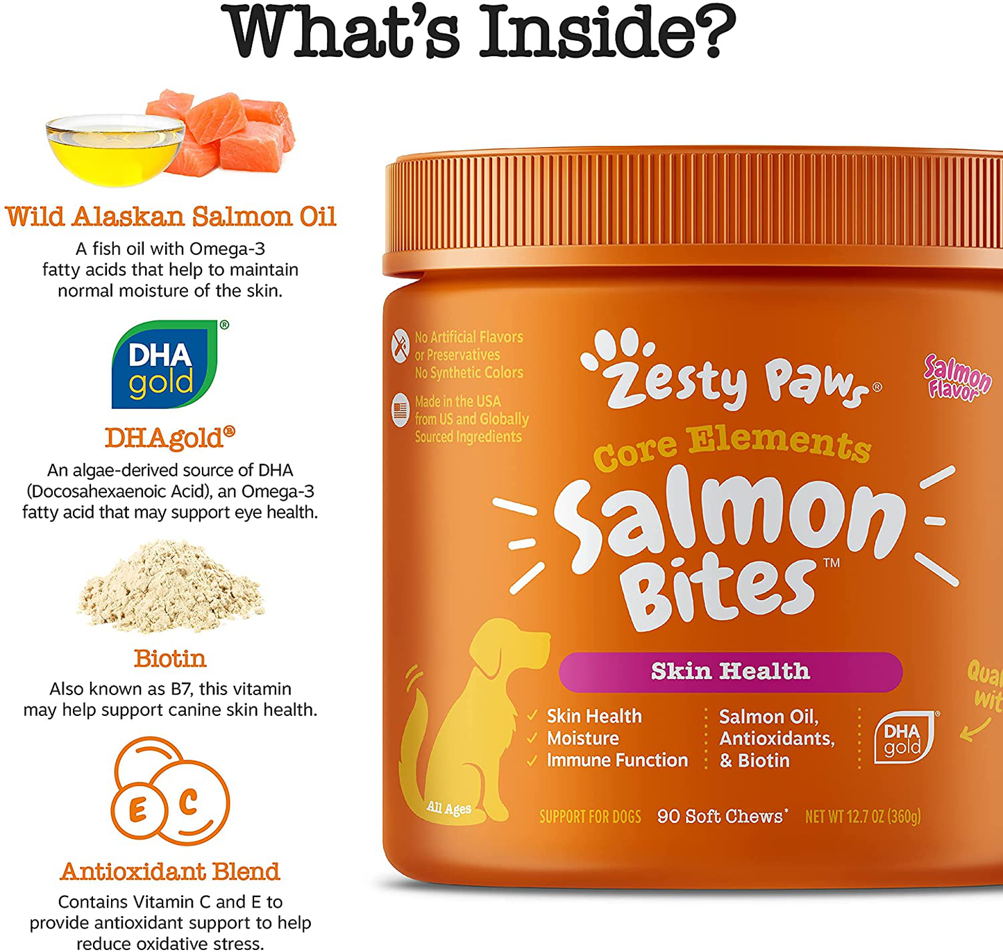 Salmon Fish Oil Omega 3 for Dogs, with Wild Alaskan Salmon Oil - Anti Itch Skin & Coat + Allergy Support - Hip & Joint + Arthritis