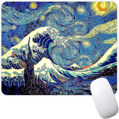 Mouse Pad,Red Moon Cloud Samurai Pattern Seamless Waterproof Gaming Anime Gift Mouse Pad Desk Accessories Non-Slip Rubber Mousepad for Laptop and Computer