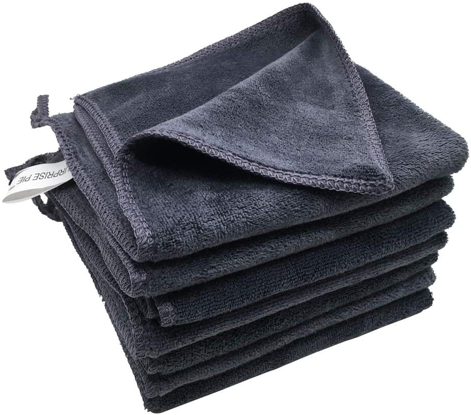 Microfiber Cleaning Cloths 400 GSM Thick Soft Lint Free 12"x12" 6 Pack Green Blue and Orange Reusable Kitchen Towels Dust Cloth Rags