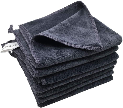 Microfiber Cleaning Cloths 400 GSM Thick Soft Lint Free 12"x12" 6 Pack Green Blue and Orange Reusable Kitchen Towels Dust Cloth Rags