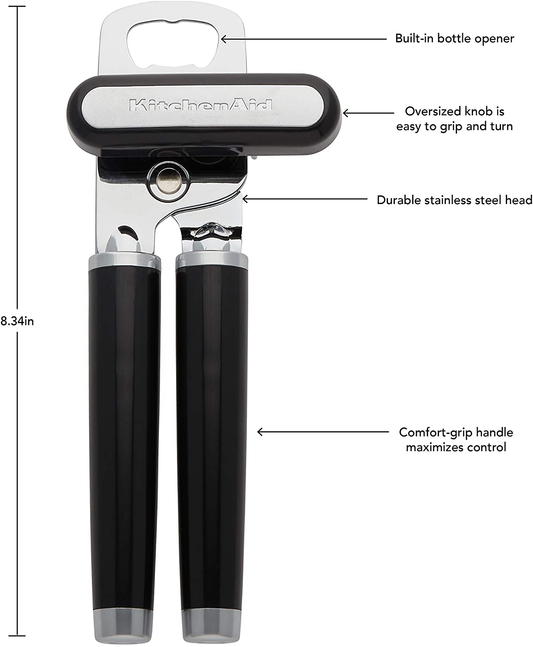 KitchenAid Classic Multifunction Can Opener / Bottle Opener, 8.34-Inch, Black