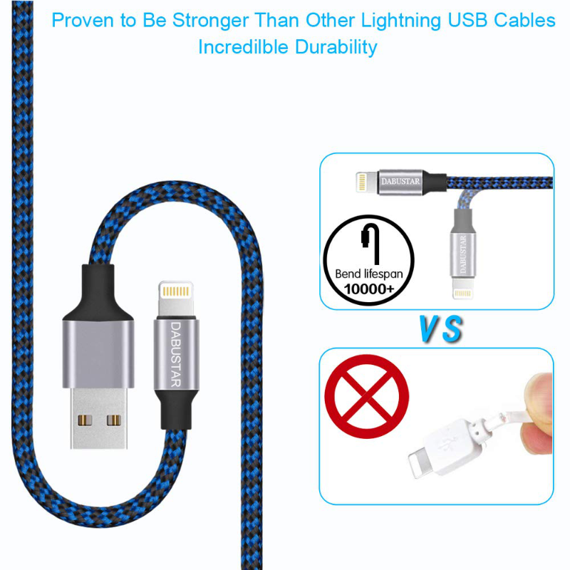 3 Pack 6FT Nylon Braided Lightening Charging Cables 