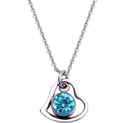 Women's Stainless Steel Birthstone Heart Necklace 
