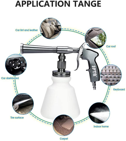 SPTA High Pressure Car Cleaning Gun, Cleaning Gun, Car Interior Washing Kit, Detailing Wash Gun with Metal Spinner for Seat Carpet Roof Dashboard, Essential Car Detailing Kit, 1L Bottle