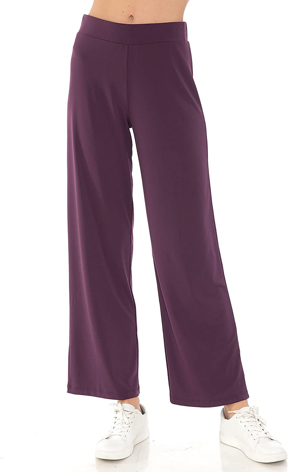 LEEBE Women and Plus Size Pull On ITY Knit Straight Wide Leg Pant (Small-5X)