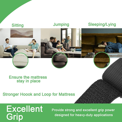 TEUVO Non Slip Mattress Pad, Keep Mattress in Place for a Great Night’s Sleep, Premium Hook and Loop Tape with Adhesive for Mattresses with Smooth Surfaces, DIY 11 cm Wide and 2 M Long