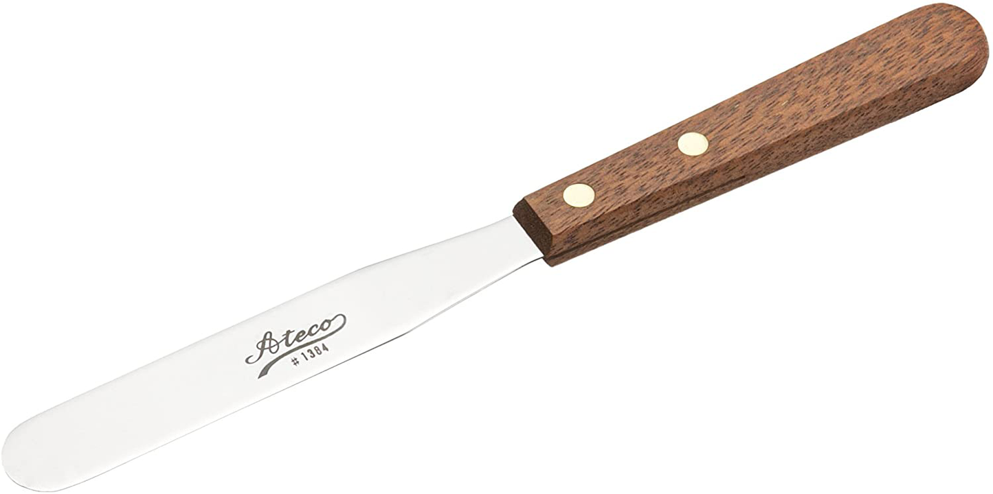 Ateco 1385 Offset Spatula with 4.5-Inch Stainless Steel Blade, Wood Handle, 4.5 Inch, natural