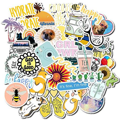 Vanson Stickers for Hydro Flask, 100 pcs Pack Cute Aesthetic Vinyl Stickers for Hydroflask Water Bottles Laptop Computer Skateboard, Waterproof Decal Stickers for Kids Women Adults, Teen Girl Gifts