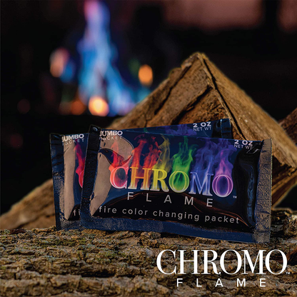 CHROMO FLAME Fire Color Changing Packets for Fire Pit, Campfire, Bonfire, Outdoor Fireplace | Magic, Colorful, Rainbow, Mystic Flames | 4 oz Total, 2-2 oz Jumbo Packets