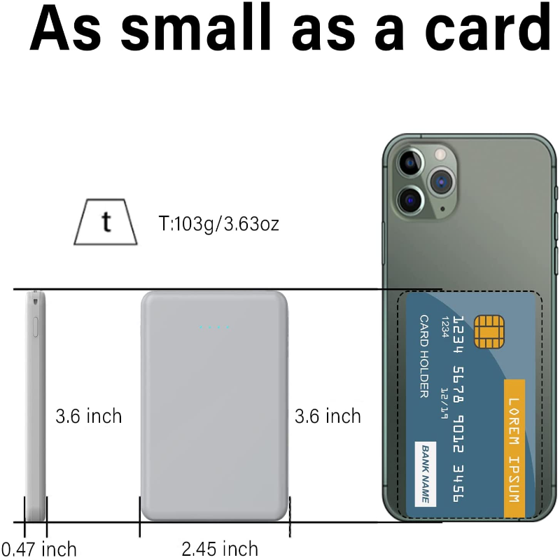 5000mAh Portable Power Bank with Dual Output Ports & LED Status Indicators