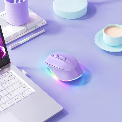 seenda Wireless Mouse, Ultra Silent LED Cordless Mouse with USB Receiver and 3 Adjustable DPI for Kids Laptop Computer Chromebook(Purple)