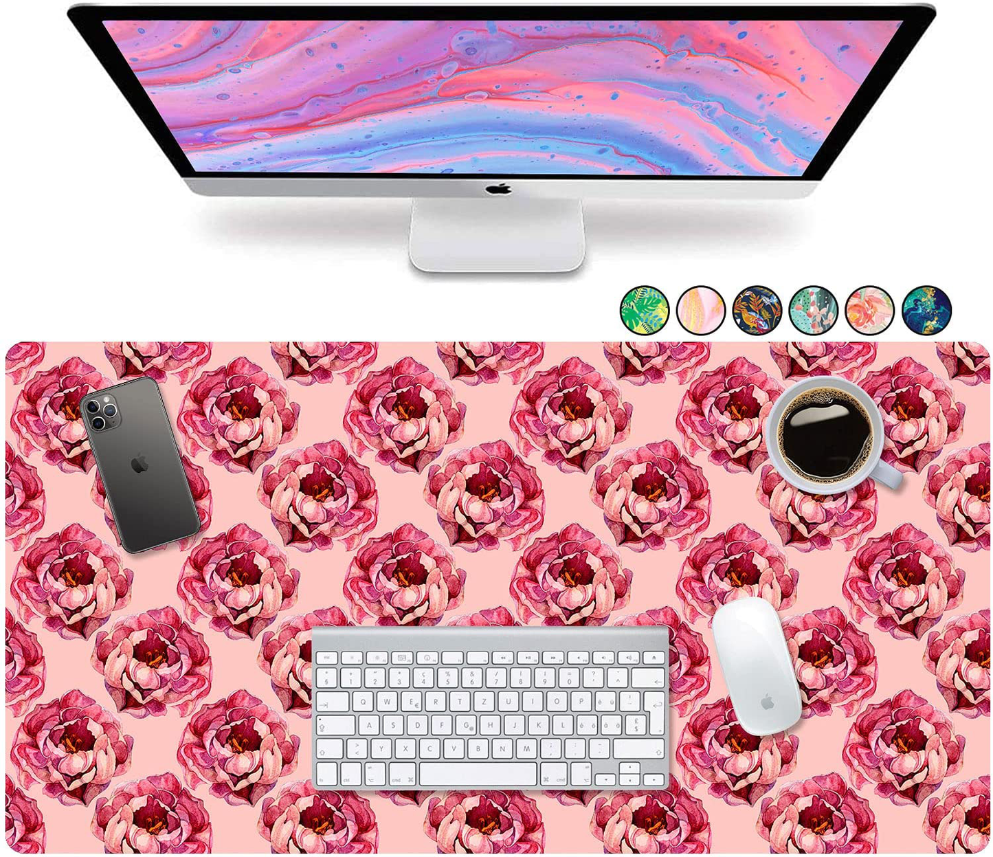 French Koko Large Mouse Pad, Desk Mat, Keyboard Pad, Desktop Home Office School Essentials College Cute Decor Big Extended Laptop Protector Computer Accessories Pretty Mousepad Women Girls XL