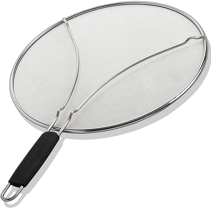 Grease Splatter Screen for Frying Pan 13" - Stops 99% of Hot Oil Splash - Protects Skin from Burns - Splatter Guard for Cooking - Iron Skillet Lid Keeps Kitchen Clean - Stainless Steel
