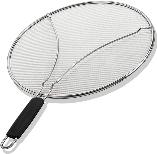 Grease Splatter Screen for Frying Pan 13" - Stops 99% of Hot Oil Splash - Protects Skin from Burns - Splatter Guard for Cooking - Iron Skillet Lid Keeps Kitchen Clean - Stainless Steel