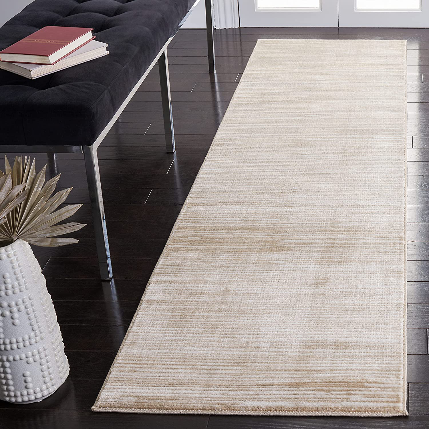 Safavieh Vision Collection VSN606F Modern Ombre Tonal Chic Non-Shedding Stain Resistant Living Room Bedroom Runner, 2'2" x 10' , Cream