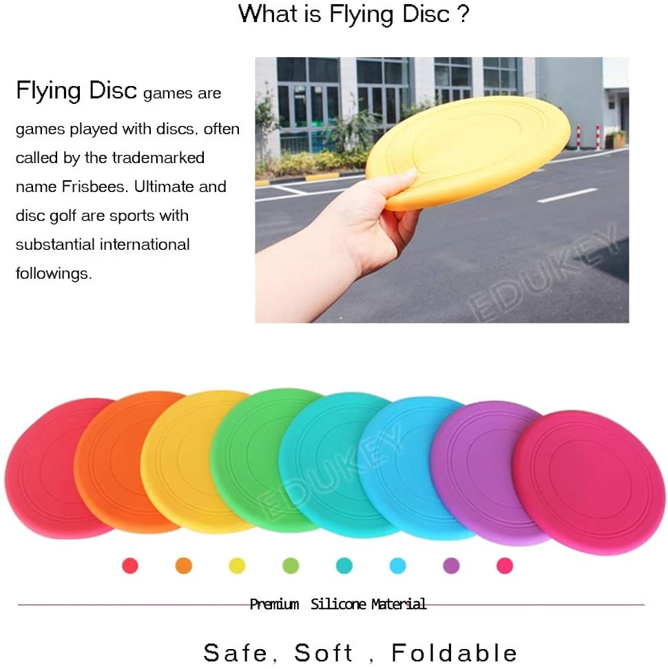 TEESUN Frisbee Kids Flying Disc Toy Outdoor Playing Lawn Game Disk Flyer Frisbee for Kindergarten Teaching Soft Silicone Colorful 6 Pack Bulk Set
