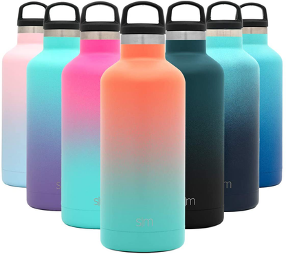 Simple Modern Insulated Water Bottle with Handle Lid Reusable Ascent Narrow Mouth Stainless Steel Thermos Flask, 20oz Handle Lid, Ombre: Sweet Taffy
