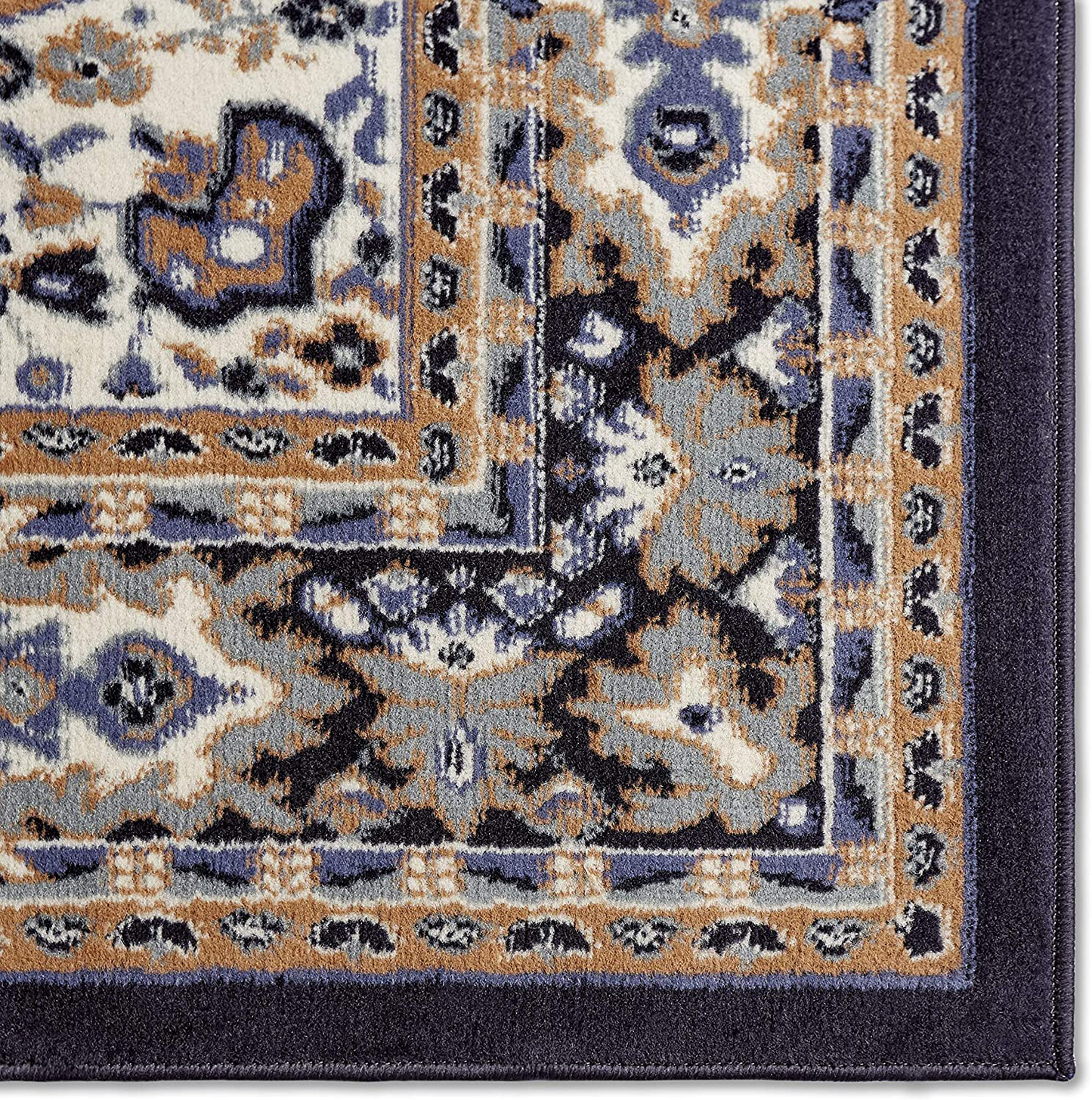Home Dynamix Premium Sakarya Traditional Medallion Border Area Rug, Silver, 21"x35" Rectangle