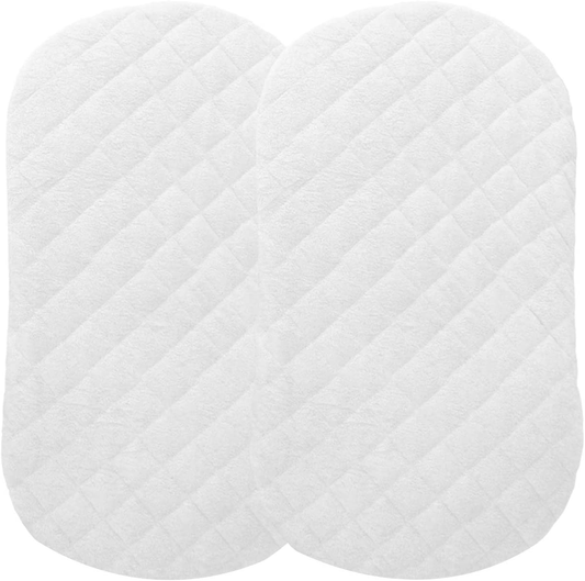 Bamuho 2 Pack Waterproof Halo Bassinet Mattress Pad Cover/Protector Fit Hourglass Swivel Sleeper Mattress Pad, Comfortable and Soft Bamboo Fabric，White