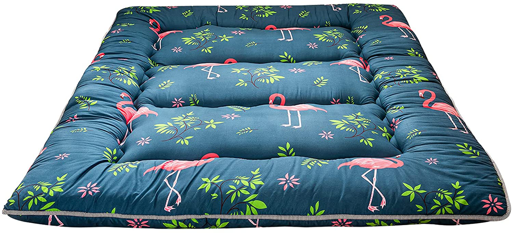 Floral Japanese Futon Floor Mattress, Bed Mattress Topper with Roll Up Design 