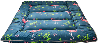 Floral Japanese Futon Floor Mattress, Bed Mattress Topper with Roll Up Design 