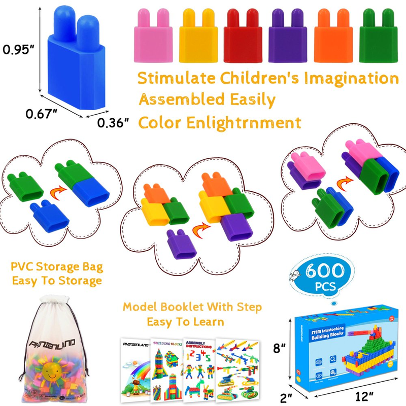 600 Piece Set - Building Blocks Construction STEM Toy