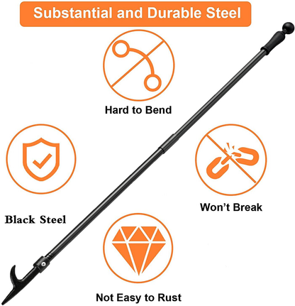 BsBsBest Fire Poker for Fire Pit, 31 Inch Extra Long Portable Campfire Poker for Fireplace, Camping, Wood Stove, Outdoor and Indoor Use, Rust Resistant Stainless Steel Black Finish