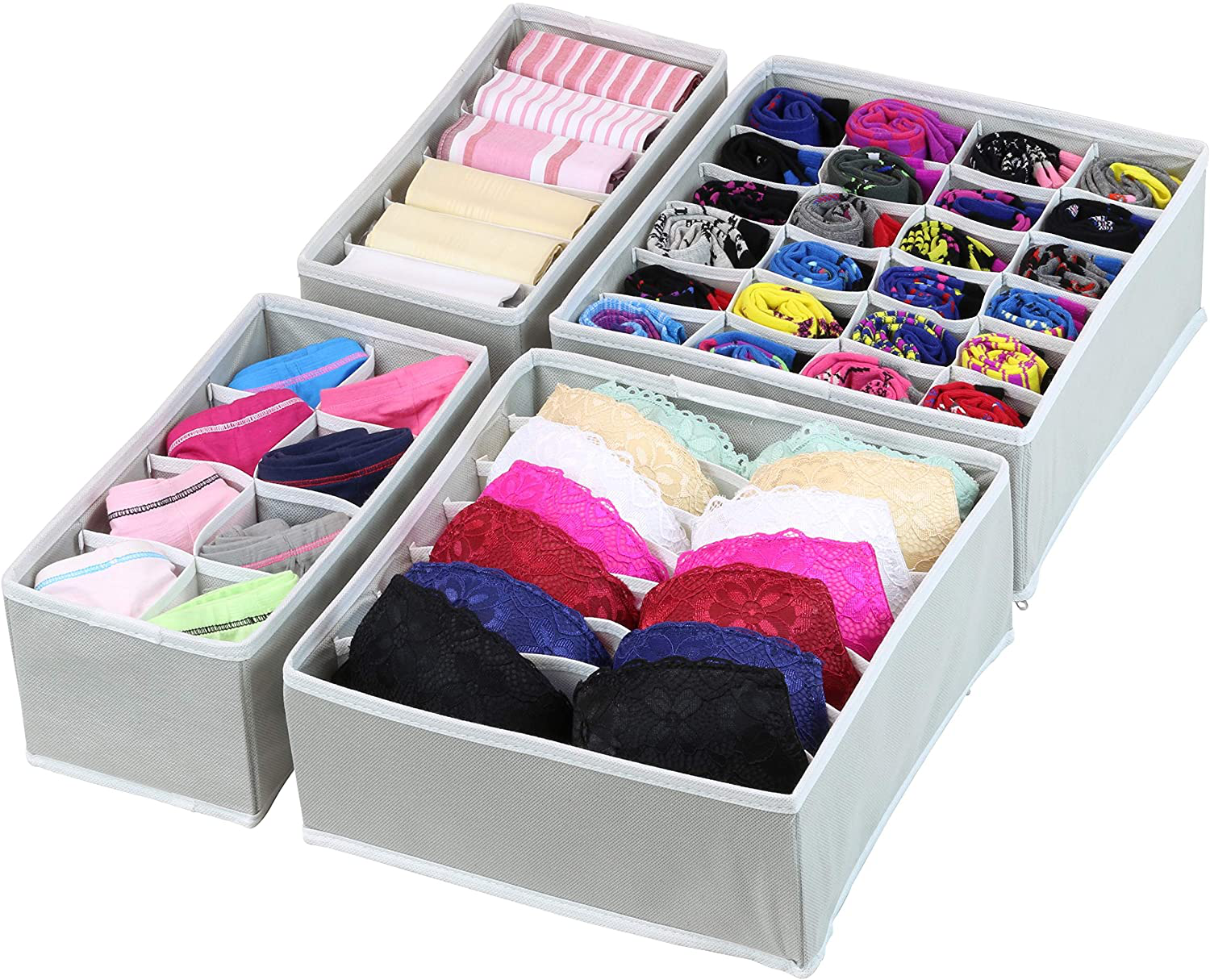 SimpleHouseware Closet Underwear Organizer Drawer Divider 4 Set, Black