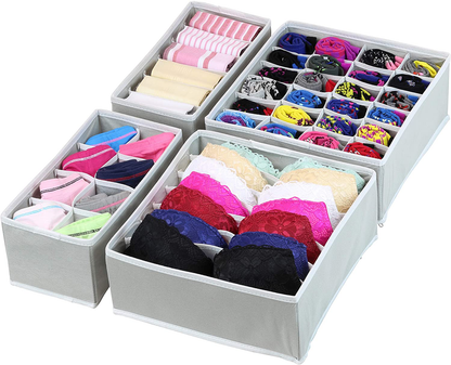 SimpleHouseware Closet Underwear Organizer Drawer Divider 4 Set, Black