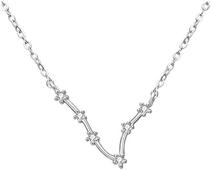 925 Sterling SilverCZ Horoscope Zodiac 12 Constellation Astrology Pendant Necklace for Women Girls Teen Girls and Kids Birthday Gift