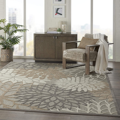 Nourison Aloha Indoor/Outdoor Floral Blue/Multicolor 3'6" x 5'6" Area Rug (4' x 6'), 3'6"X5'6",