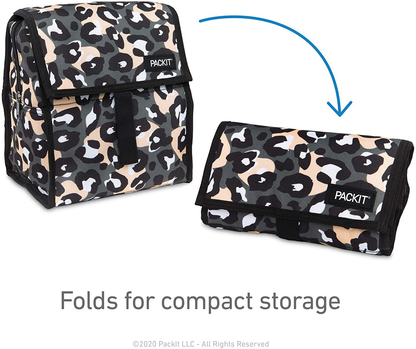 PackIt Freezable Lunch Bag, Wild Leopard Gray