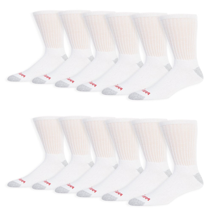 12 Pair Pack Men's Cushion Crew Works Socks