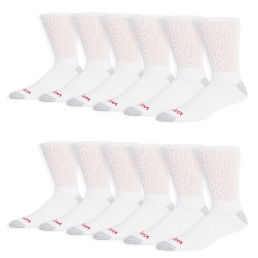 12 Pair Pack Men's Cushion Crew Works Socks