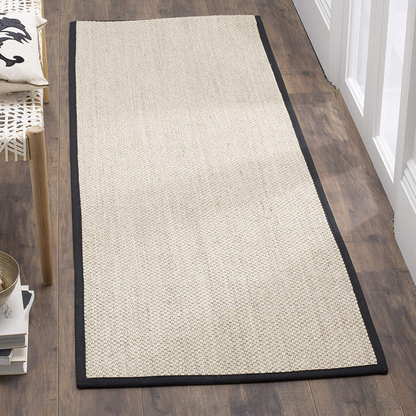 Safavieh Natural Fiber Collection NF143A Border Sisal Runner, 2'6" x 8' , Marble / Black
