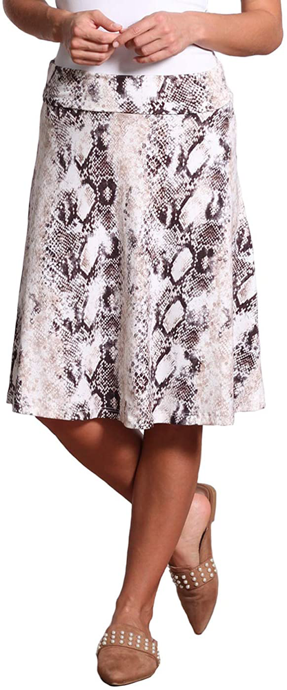 Popana Womens Casual Knee Length A-Line Stretch Midi Skirt Plus Size Made in USA