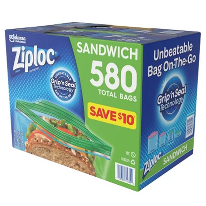 580 Count Ziploc Sandwich Bag 6.5" x 6"