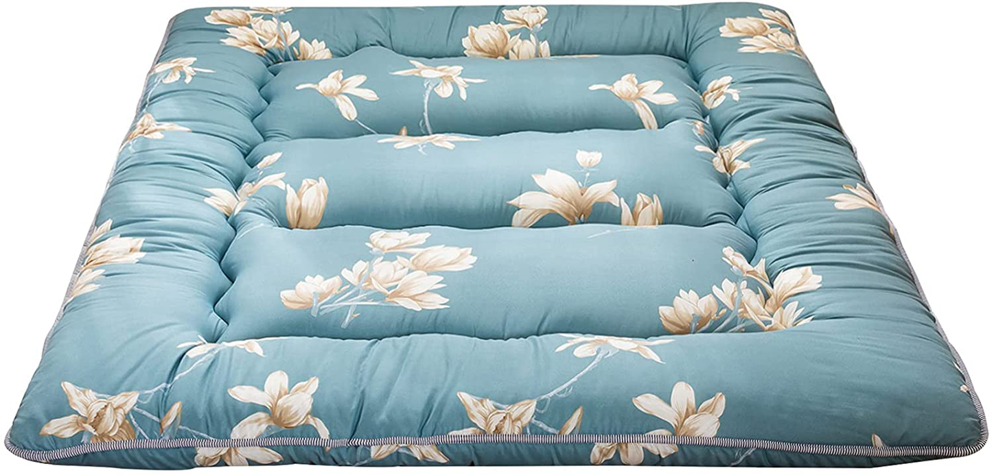 Floral Japanese Futon Floor Mattress, Bed Mattress Topper with Roll Up Design 