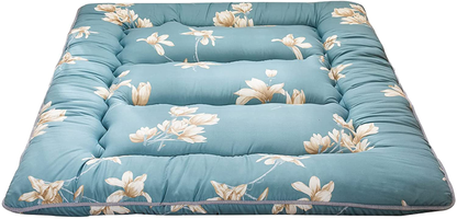 Floral Japanese Futon Floor Mattress, Bed Mattress Topper with Roll Up Design 