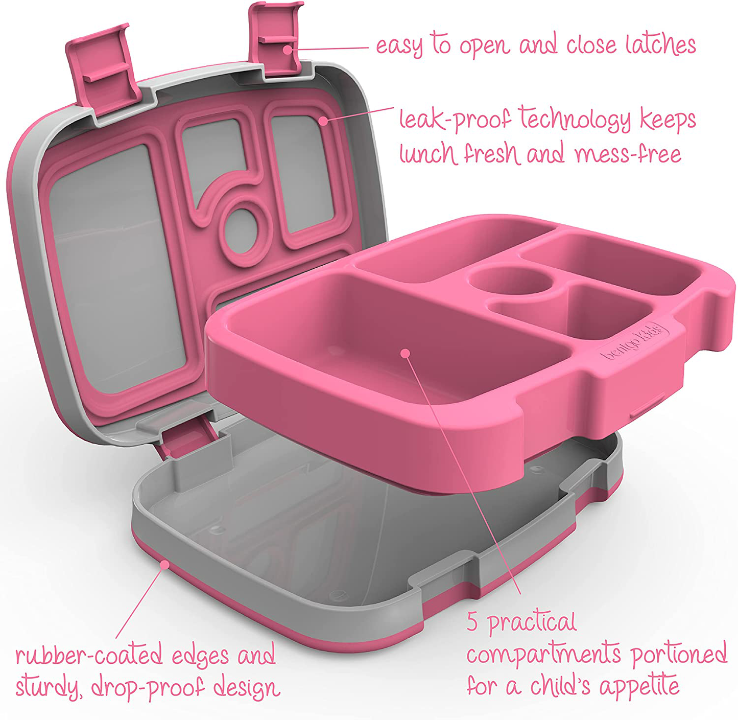 Bentgo Kids Prints (Sharks) - Leak-Proof, 5-Compartment Bento-Style Kids Lunch Box - Ideal Portion Sizes for Ages 3 to 7 - BPA-Free and Food-Safe Materials
