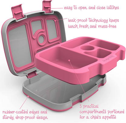 Bentgo Kids Prints (Sharks) - Leak-Proof, 5-Compartment Bento-Style Kids Lunch Box - Ideal Portion Sizes for Ages 3 to 7 - BPA-Free and Food-Safe Materials