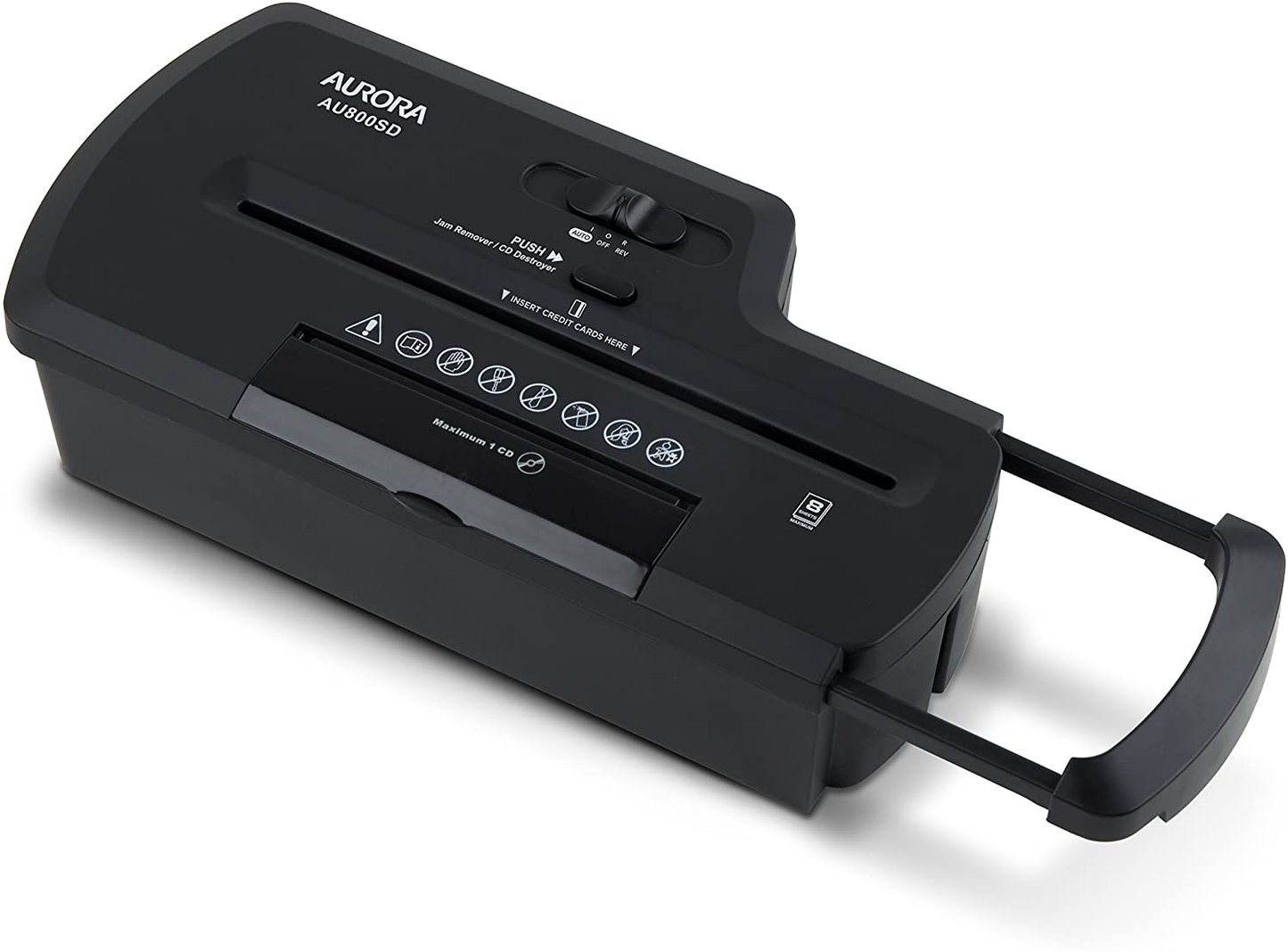 Professional Strip Cut Paper Shredder - Sit On Top 8-Sheet Strip-Cut