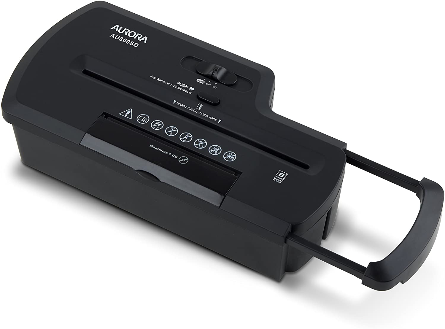 Professional Strip Cut Paper Shredder - Sit On Top 8-Sheet Strip-Cut
