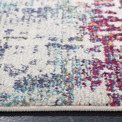 Safavieh Madison Collection MAD469B Modern Abstract Non-Shedding Living Room Bedroom Area Rug, 5' x 5' Square, Cream / Blue