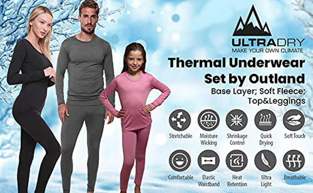 Women Thermal Underwear Top by Outland; Base Layer; Soft Lightweight Warm Fleece