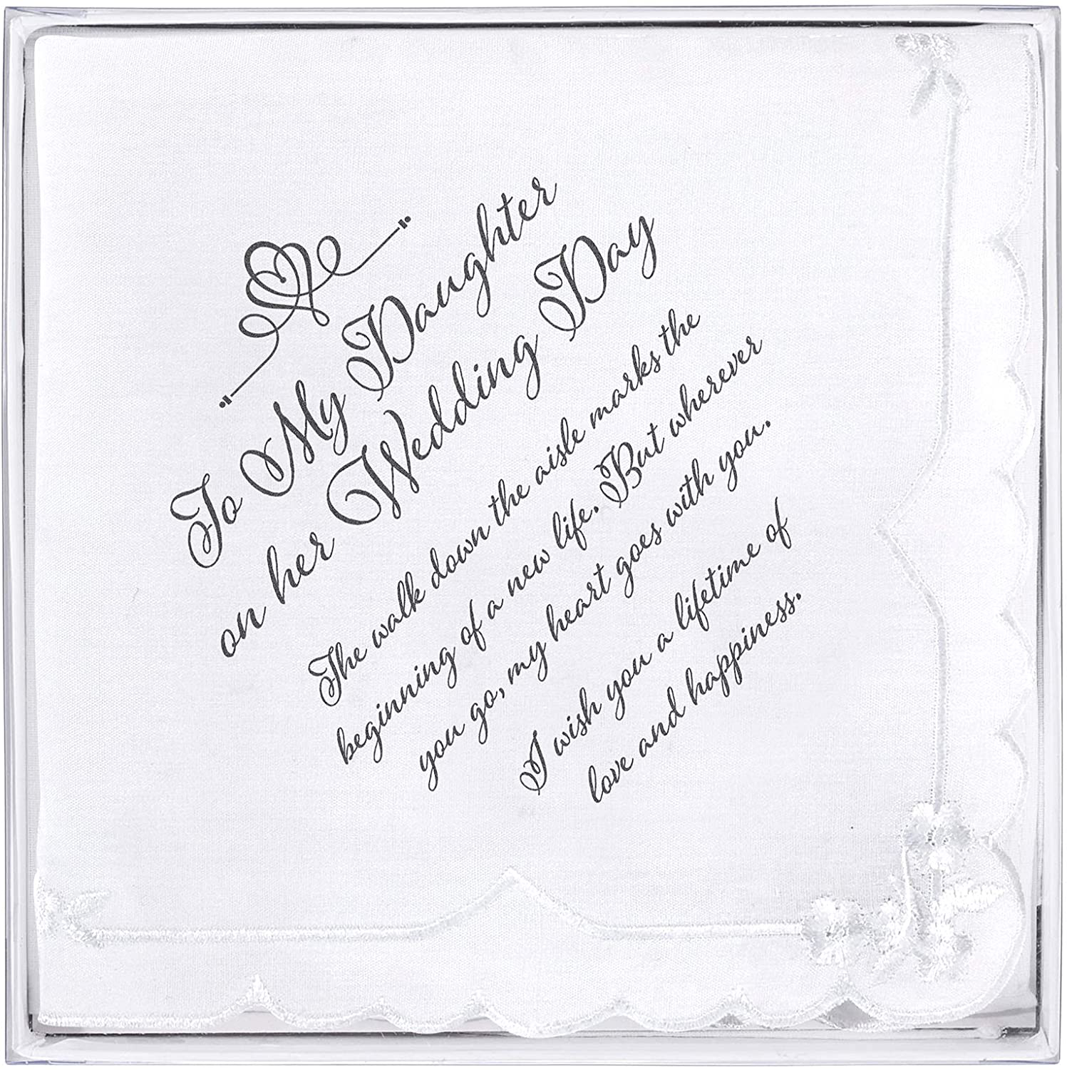 Lillian Rose Daughter Verse Wedding Gift Keepsake Hankie, 6.5", Multi-Colour