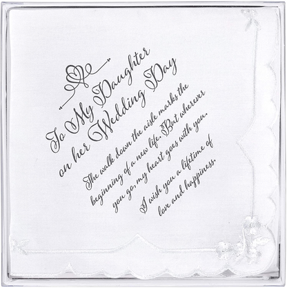 Lillian Rose Daughter Verse Wedding Gift Keepsake Hankie, 6.5", Multi-Colour