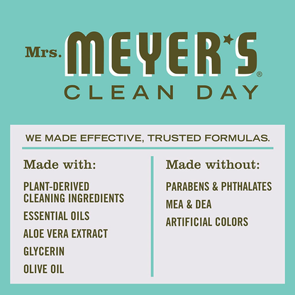 Mrs. Meyer's Clean Day Liquid Hand Soap, Cruelty Free and Biodegradable Hand Wash Formula Made with Essential Oils, Basil Scent, 12.5 oz - Pack of 3