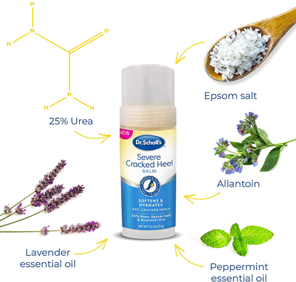 Dr. Scholl's Cracked Heel Repair Balm 2.5oz, with 25% Urea for Dry Cracked Feet, Heals and Moisturizes for Healthy Feet