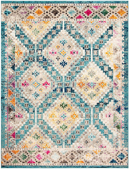 Safavieh Madison Collection MAD418Z Boho Diamond Distressed Non-Shedding Stain Resistant Living Room Bedroom Runner, 2'2" x 6' , Black / Yellow